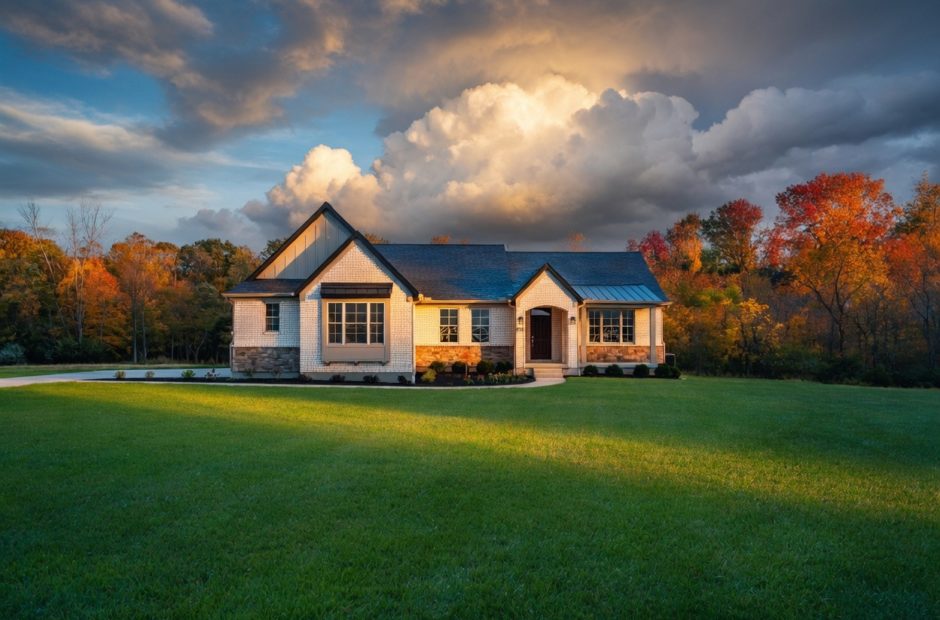 Custom ranch home exterior — Alder floor plan by Justin Doyle Homes, Cincinnati