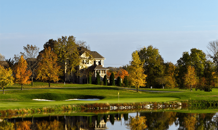 Tranquil homesite pod at Country Club of the North in Beavercreek, OH, with Justin Doyle Homes custom home lots and golf course views.