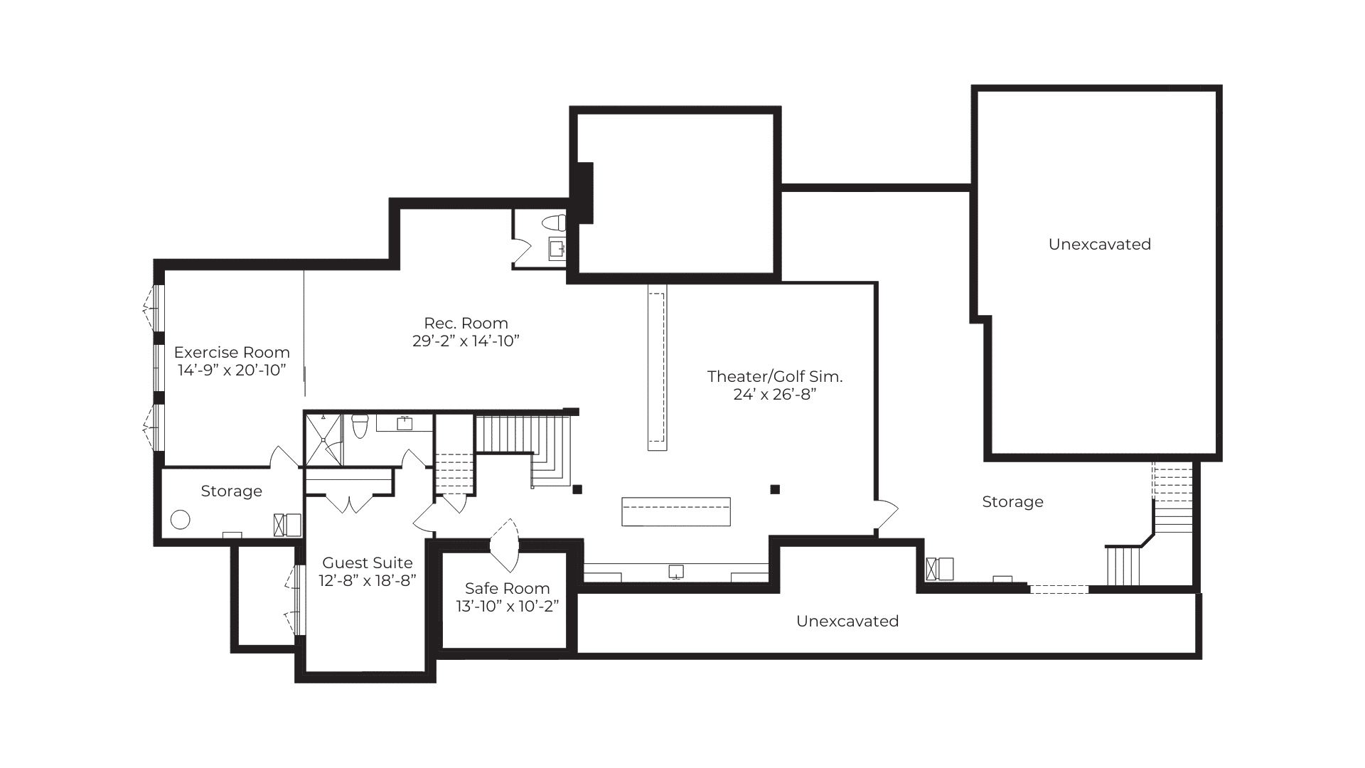 Second floor plan for The Ironwood, Justin Doyle Homes Luxury Series. Upper level includes Bedroom #2 (16'-6