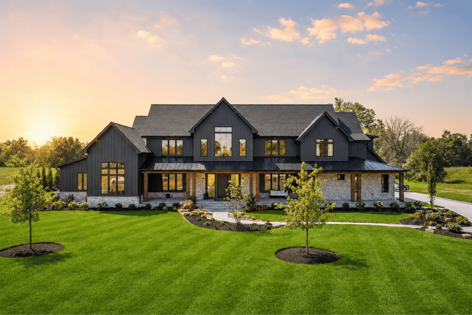 The Ironwood — front exterior at golden hour